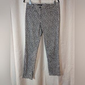 Brooks Brothers Navy Blue White And Purple Floral Pants Natalie Fit Size 6